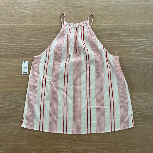 Joie Womens Larkyn Striped Cotton Sleeveless Blouse Top Porcelain Small NWT - Picture 4 of 6
